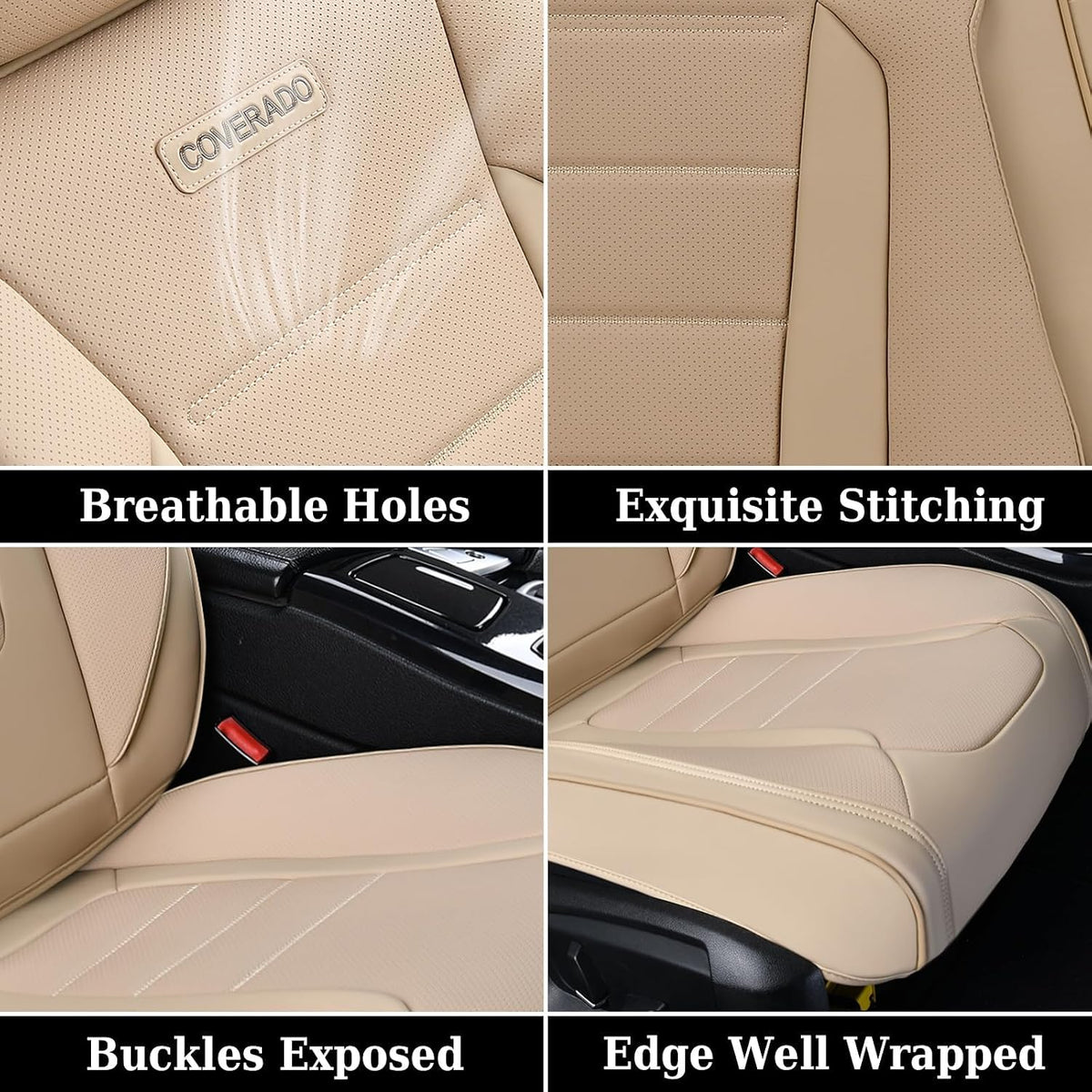 Coverado Nappa Leather Front Seat Covers 2-Pack Waterproof