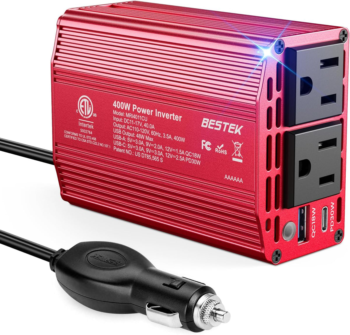 BESTEK 400W Car Power Inverter 12V to 110V