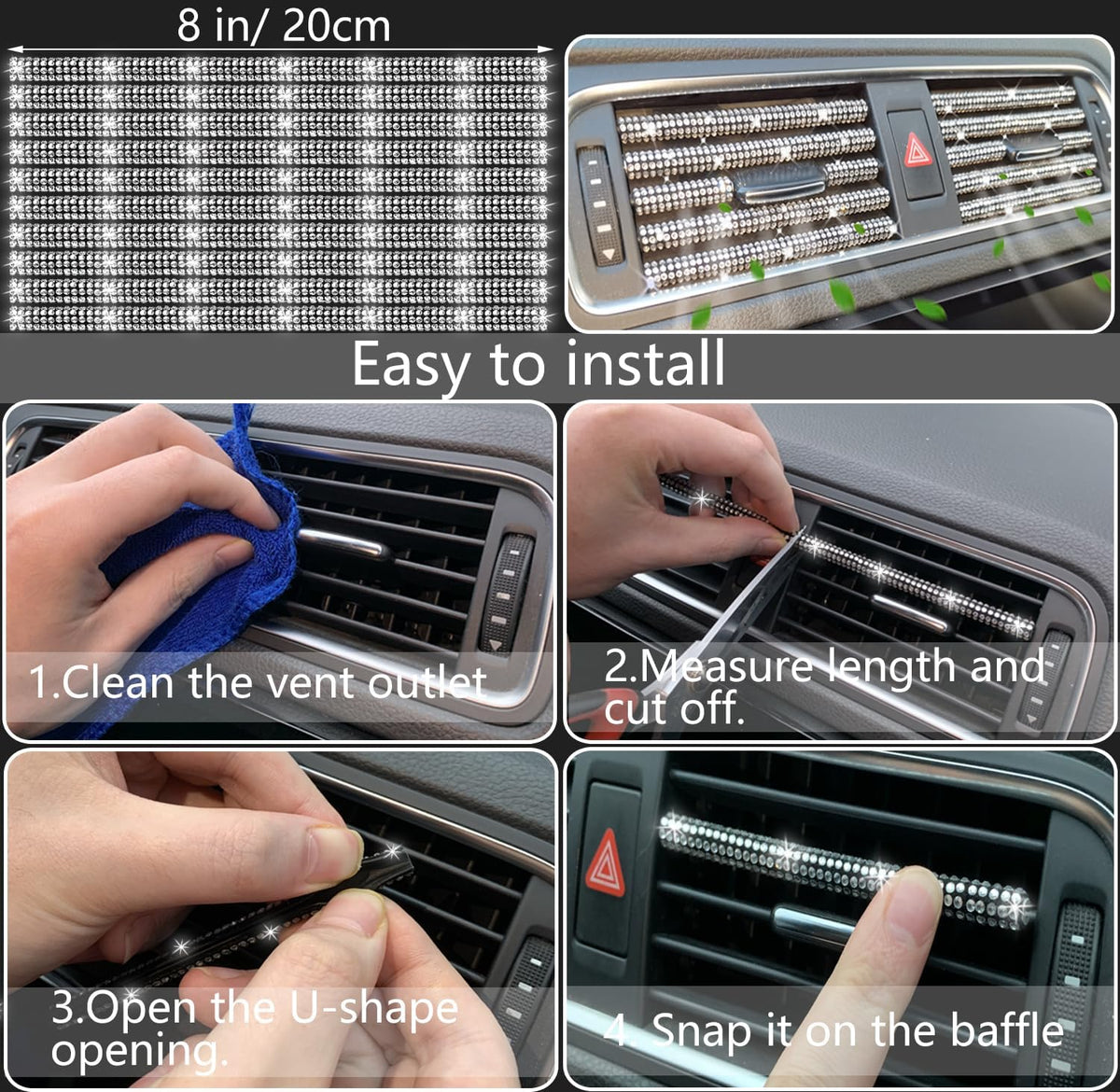 27 PCs Bling Car Accessories Set for Women