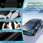 Car Windshield Cover for Ice and Snow - Universal Windshield Snow Cover with Side Window and Rearview Mirror Protector, Durable Magnetic Winter Frost Hail Guard, Suitable for Most Cars,SUV,Truck