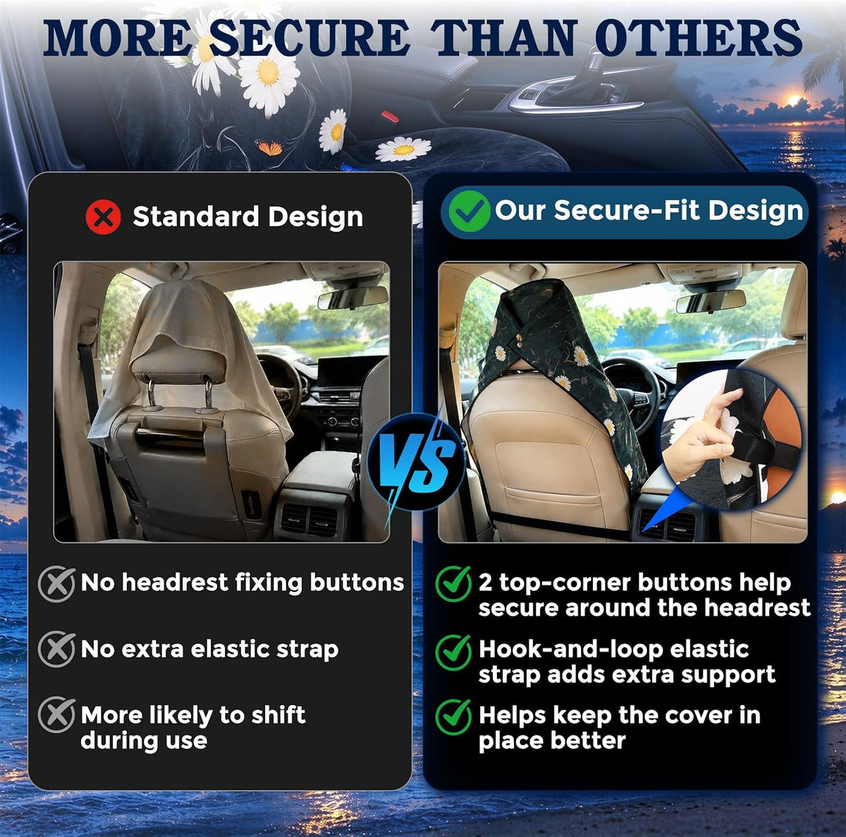 TESFEEL Chenille Car Seat Cover Towel 2-Pack