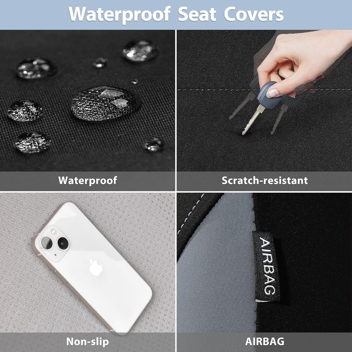 CAR PASS Waterproof Car Seat Covers Front Seats with Headrest Cover