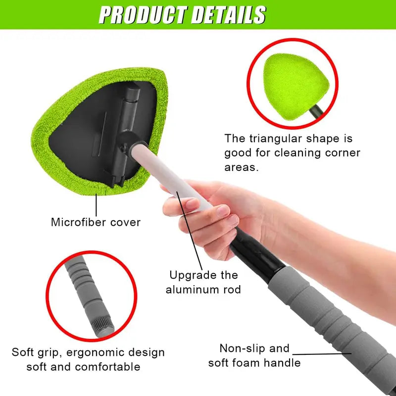 Car Window Cleaner Kit Extendable Handle