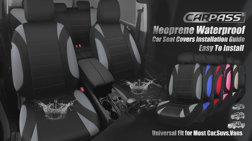 CAR PASS Waterproof Car Seat Covers Front Seats with Headrest Cover