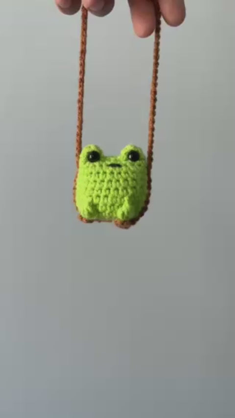 Crochet Frog Rear View Mirror Hanging Ornament
