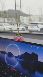 Bling Cherry Car Rear View Mirror Hanging Ornament